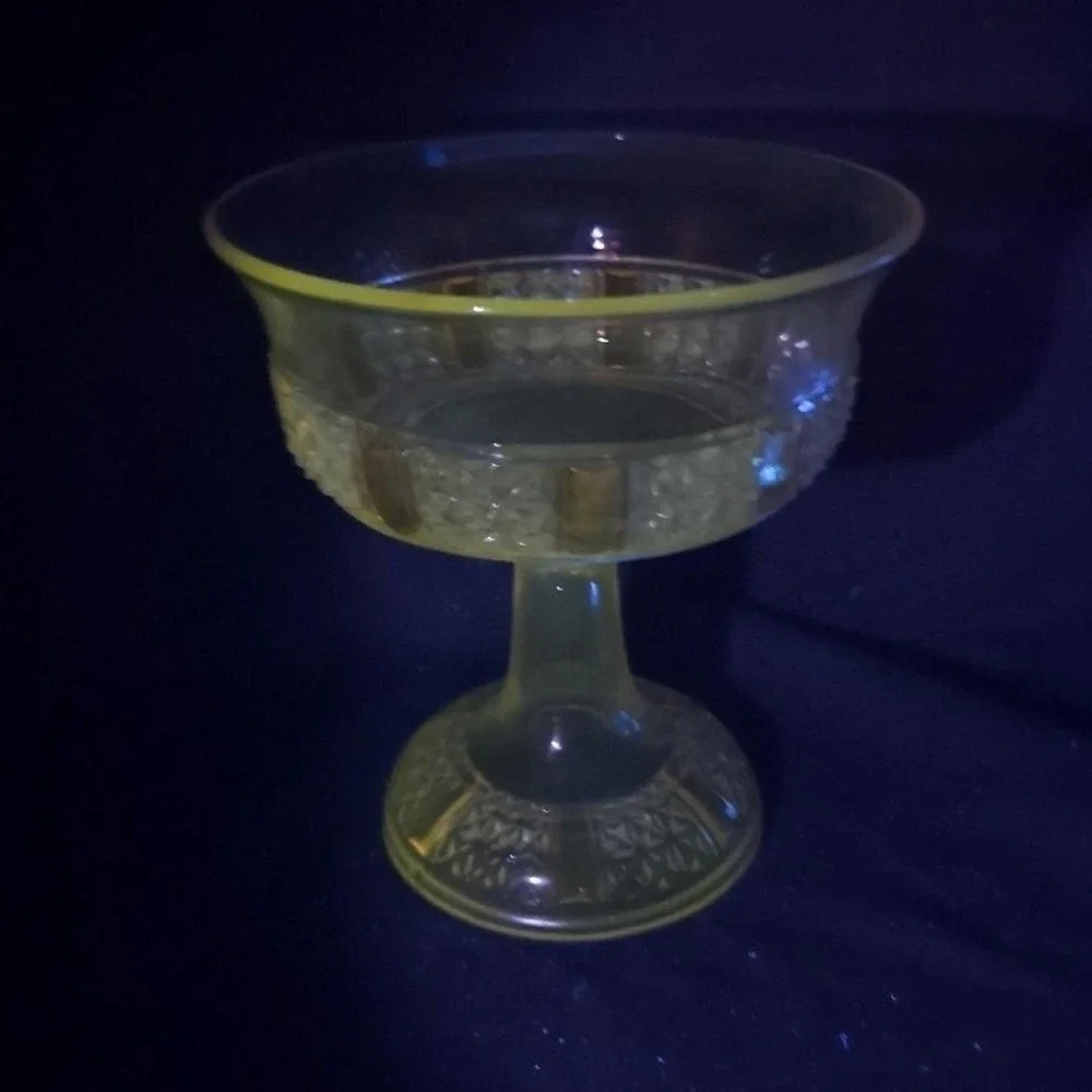 EAPG Yellow Paneled Compote, Antique Footed Serving Dish Replacement Centerpiece